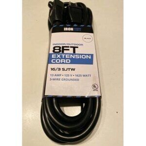 New Cable Weatherproof Outdoor Extension Cord 8 ft, 16/3 SJTW Heavy Duty
